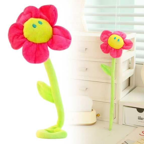Stuffed Artifical Flower,Plush Sunflower Bouquet with Bendable Stems, Plush Flower Bouquet, Stuffed Flower Home Decoration for Wedding Party Birthday Hot Pink