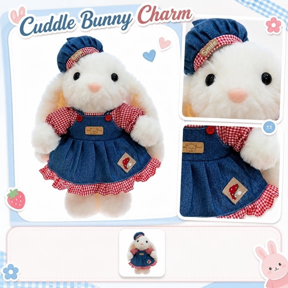 Stuffed Bunny Plush, Cute Stuffed Animal, Bunny Stuffed Animal, Bunny Decor for Home, 10X7 Inch Soft Fluffy Rabbit Doll Ideal for Daily Play, Home Display, and Gifting to Kids Or