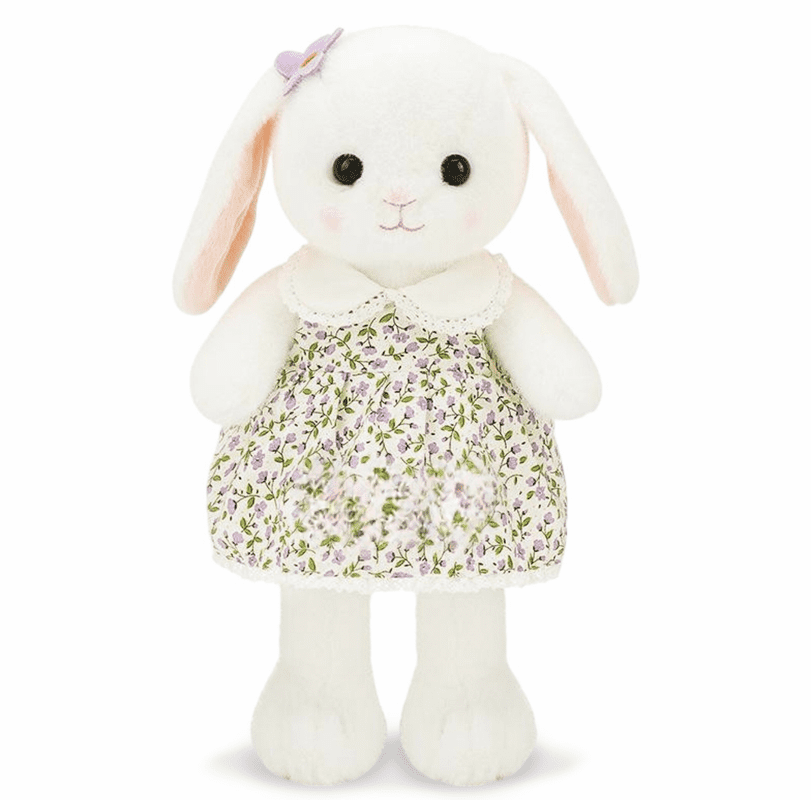 Stuffed Bunny Plush in Dress – Cute Rabbit Doll Toy Gift for Girls, Toddlers, or Nursery Decor Stuffed Animal Gift Purple