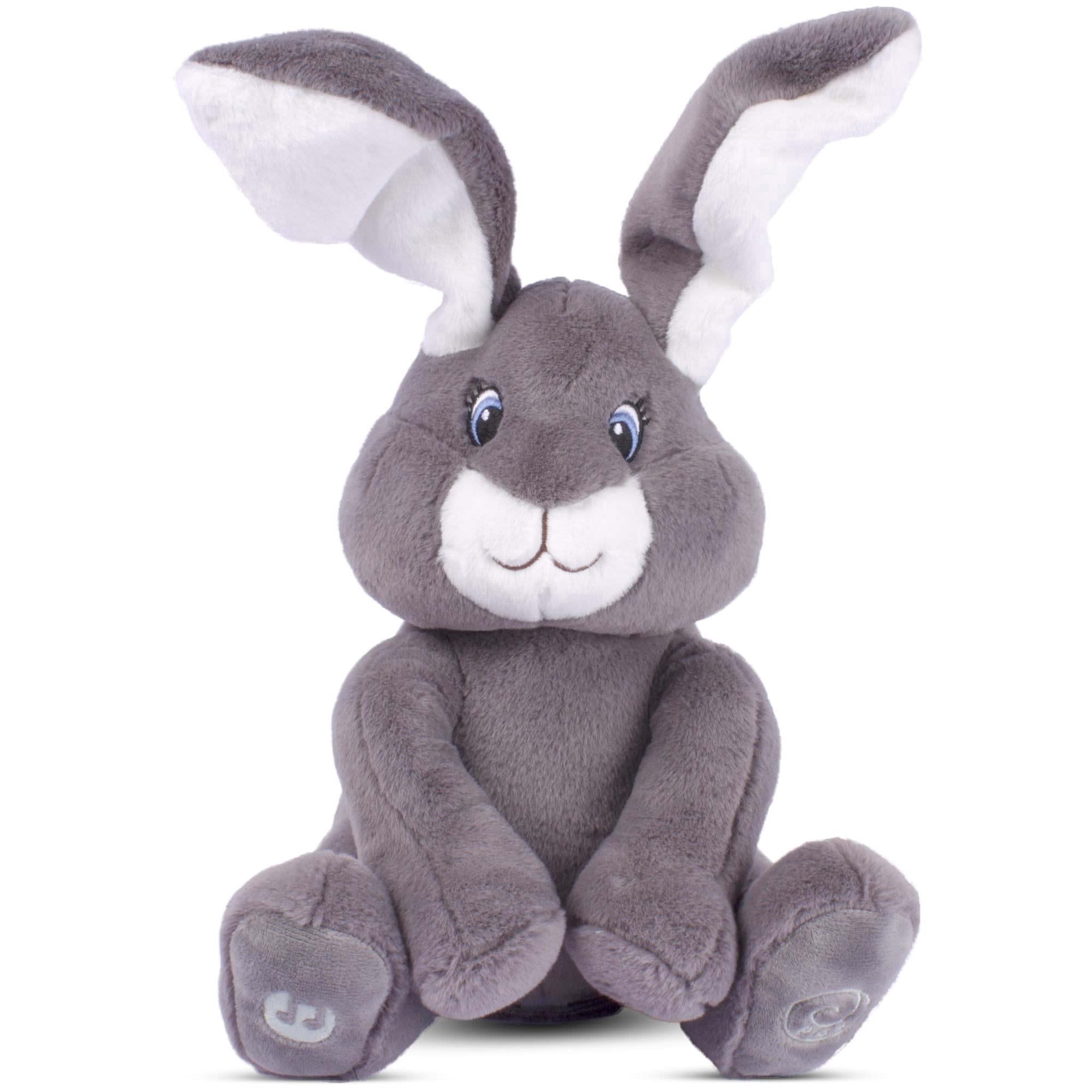 Dimple Milo Stuffed Bunny Toy – Interactive Grey Baby Bunny with Peek-a-Boo & Singing Songs, Soft Plush Gift for Infants, Babies & Toddlers, Boys and Girls, Ages 0+
