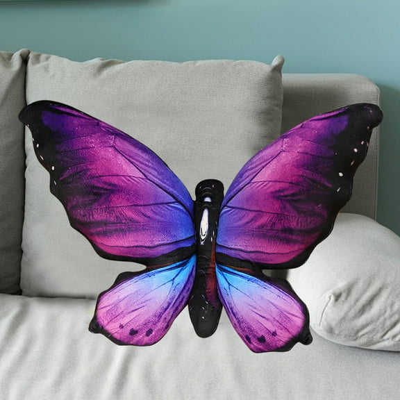 Stuffed Butterfly Pillow Plush Decoration Throw Pillow Giant Butterfly Stuffed Animal Gift for Women 19.6" x 15.7", Purple
