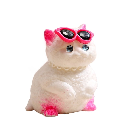 Stuffed Cat, Plush Cat, 4 In, Rhinestone Eyes, Pink Sunglasses, Squeeze Toy, Squeeze Squeeze, Cute Decor, Cat Relaxation, Desk Decor, 1 Pc