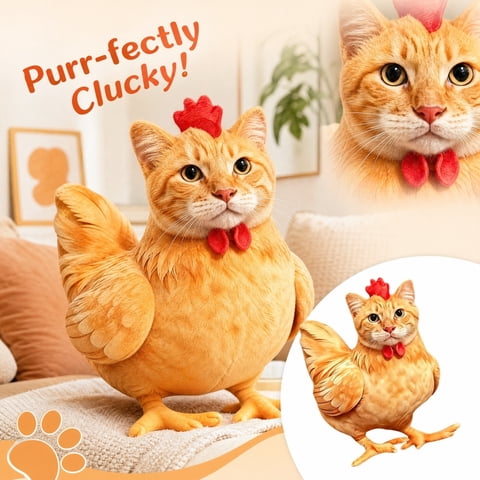 Stuffed Cat Plush Chicken Plush Whimsical Home Decor for Cat Lovers Cute Birthday Gift
