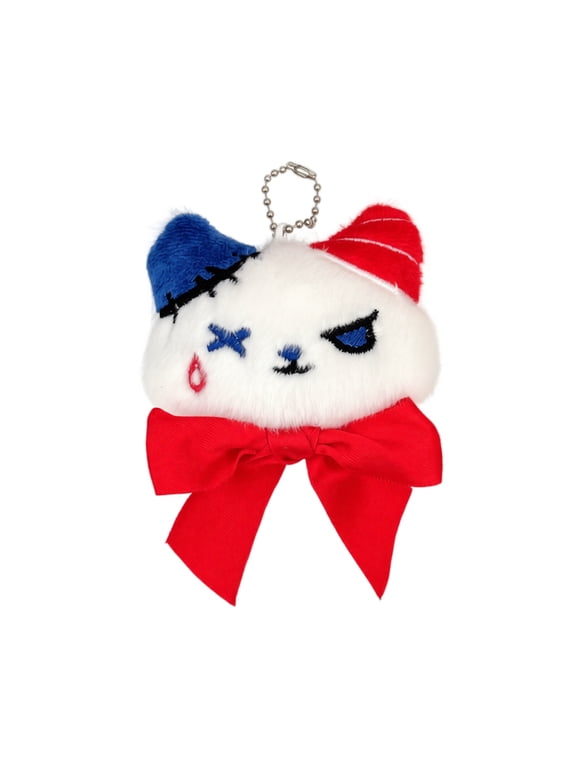 Stuffed Cat Plush Keychain Spooky Gothic Halloween Plush Cat Stuffed Animal Backpack Charm Halloween Cat Gift
