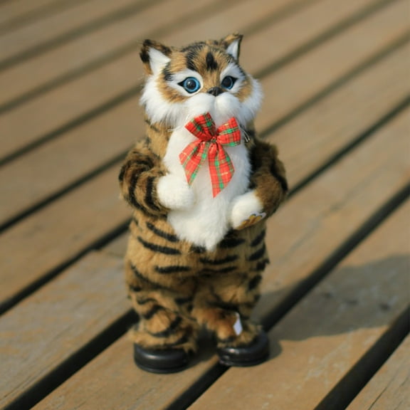 Stuffed Cat,Realistic Stuffed Animals,Simulation Toys,Plush Cat Toys Stuffed Sounds Cats That Look Real Stuffed Cat Pillow Realistic Stuffed Animal Christmas Birthday Gift Toys(Brown)