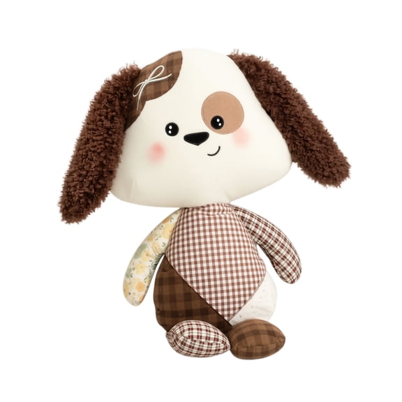 Stuffed Dog Plush Cute Patchwork Puppy Stuffed Animal for Student Nursery Kids Gift Soft Fluffy 1 Count