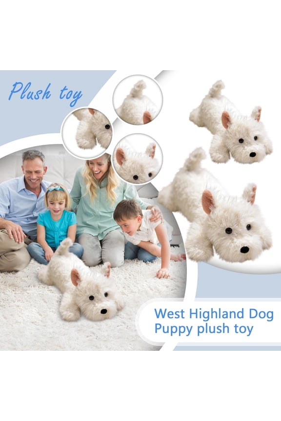 Stuffed Dog Plush, Dog Plush, Fluffy Dog Plush, Plush Pillow Dog, 17X8X4 in Soft Surface Animal Plush Toys, 1 Pc Lying White Westie Figure Perfect As Birthday Gift, Decorative