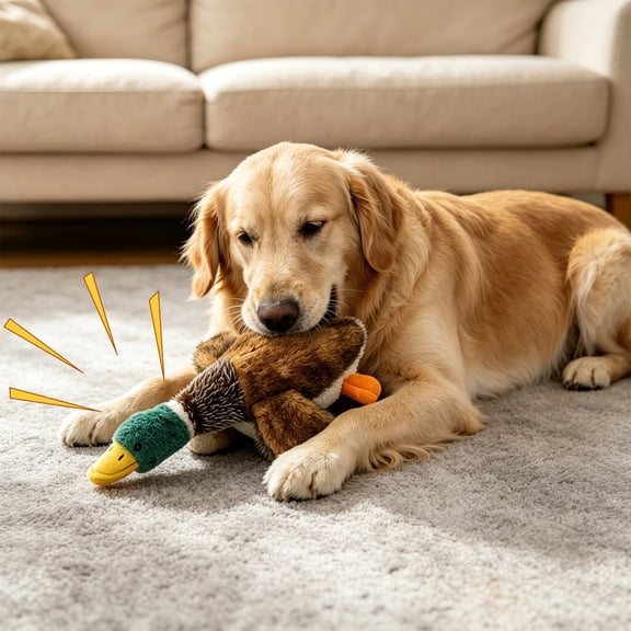 Stuffed Dog Toys, Interactive Mallard Duck Squeaky Toy for Small Medium and Large Dogs, for Relieving Boredom Brown