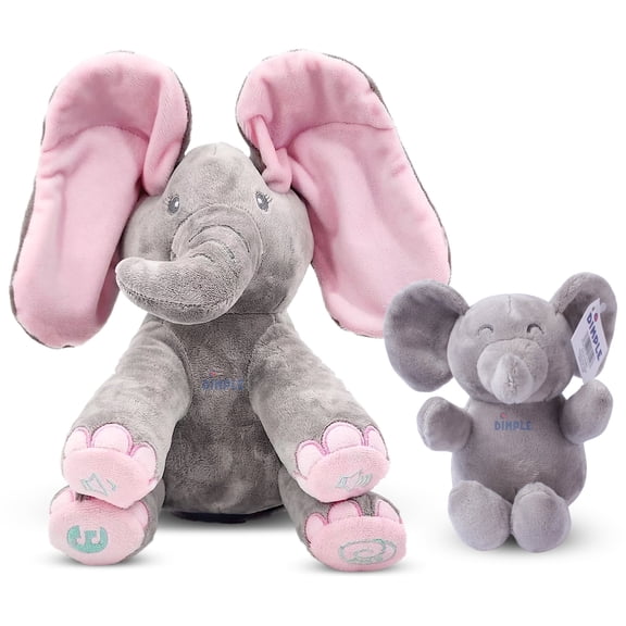 Stuffed Elephant Set - Kaia Interactive Musical Peek-A-Boo Elephant Stuffed Animal Toy & Soft Plush Baby Elephant, Gift for Birthday, Baptism, Baby Shower, Stuffed Toy for Toddlers & Kids, Ages 0 -Up
