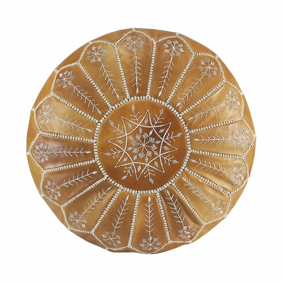 Stuffed Handmade Moroccan Genuine Leather Ottoman