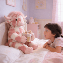 Stuffed Highland Cow Plush Toy, 14 Inch Pink Cow Stuffed Animal, Valentine’s Day Cow Plush Gift, Cute Soft Toy for Women and Romantic Decor