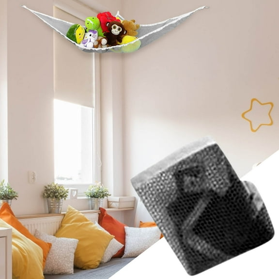 Stuffed Large Hanging Toy Storage Net for Nursery,Playroom,Bedroom 150x100x100cm Holds Stuffed Animals,Blankets,Pillows Easy Wall Mount with Anchors & Screws