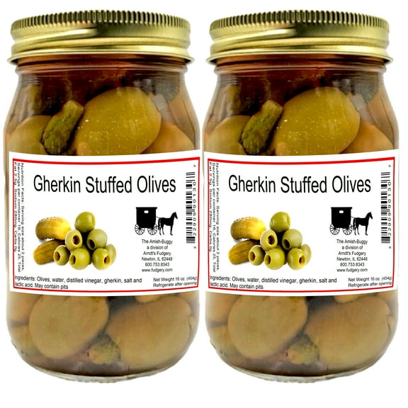 Stuffed Large Olives - Choose Two 16 oz. Jars (Gherkin Stuffed Olives)