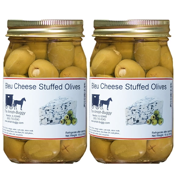Stuffed Large Olives - Two 16 oz. Jars (Bleu Cheese Stuffed Olives)