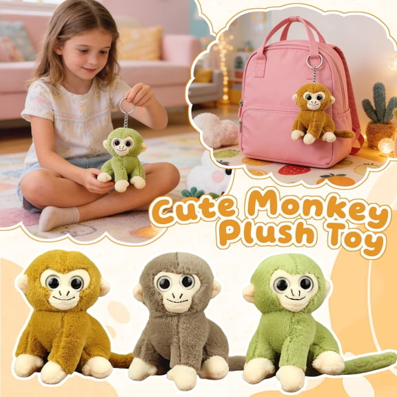 Stuffed Monkey Plush | Soft Plush Cute Stuffed Animal | Chimpanzee Stuffed Animal | Great Gift for Student, Student Plush Toys Small 4 Inch | Single Pack