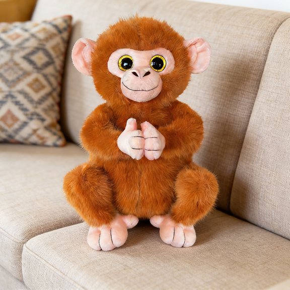 Stuffed Monkey Plush Toy 10 63Inch Cute Sitting Orange Monkey Plush Soft Plush Monkey Stuffed Animal For Kids And Home Decor
