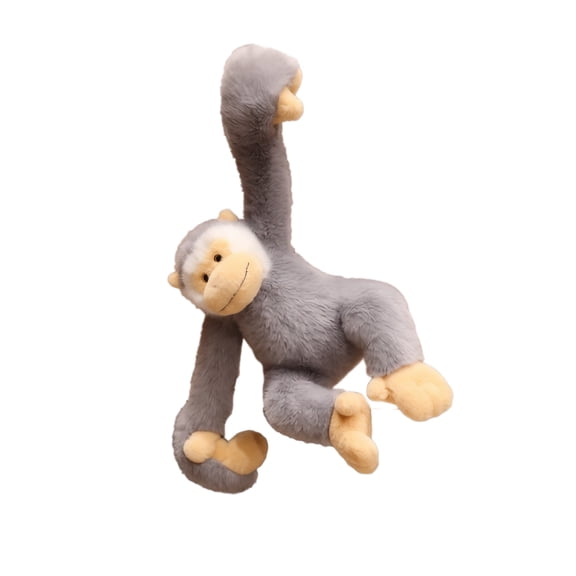 Stuffed Monkey Plush with Long Arms and Soft Faux, 1 Piece, Gray and Beige, for Kids And, Plush Toy