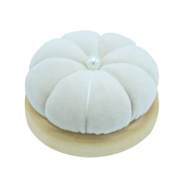 Stuffed Pin Cushion Pumpkin Shaped Sewing Needle Pad Flannel Pincushion with Wooden Base for Sewing Projects DIY Craft