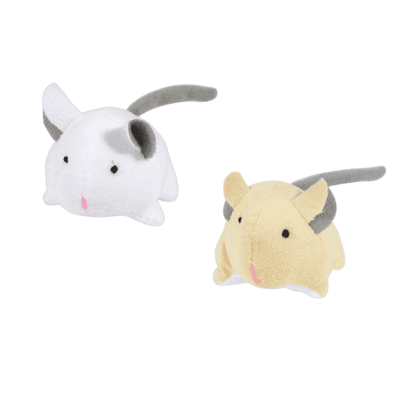 Stuffed Plush Cat Mouse Kitten Toy Mice Catnip Soothing with Rattle Bell Inside Interactive Animal Pet Toys Grey Tan White Color for Indoor Kitty Cats Chew Fun Playtime Activity - Pack of 2