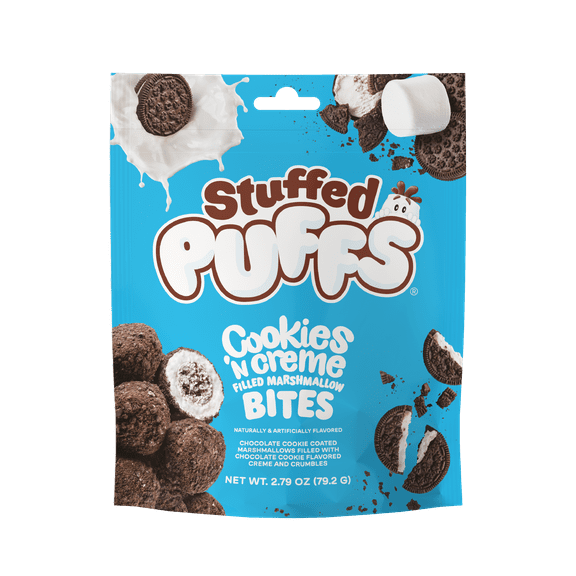 Stuffed Puffs Filled Marshmallow Bites, Cookies n Creme, 2.79 oz Bag