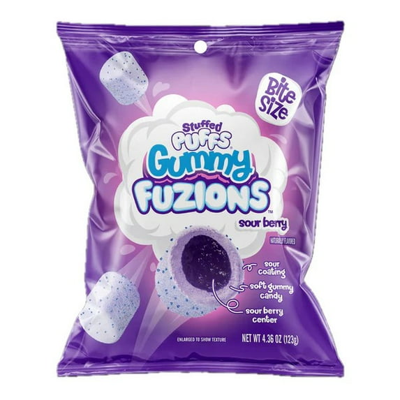 Stuffed Puffs Gummy Fuzions Sour Berry Bite Size 4.23oz