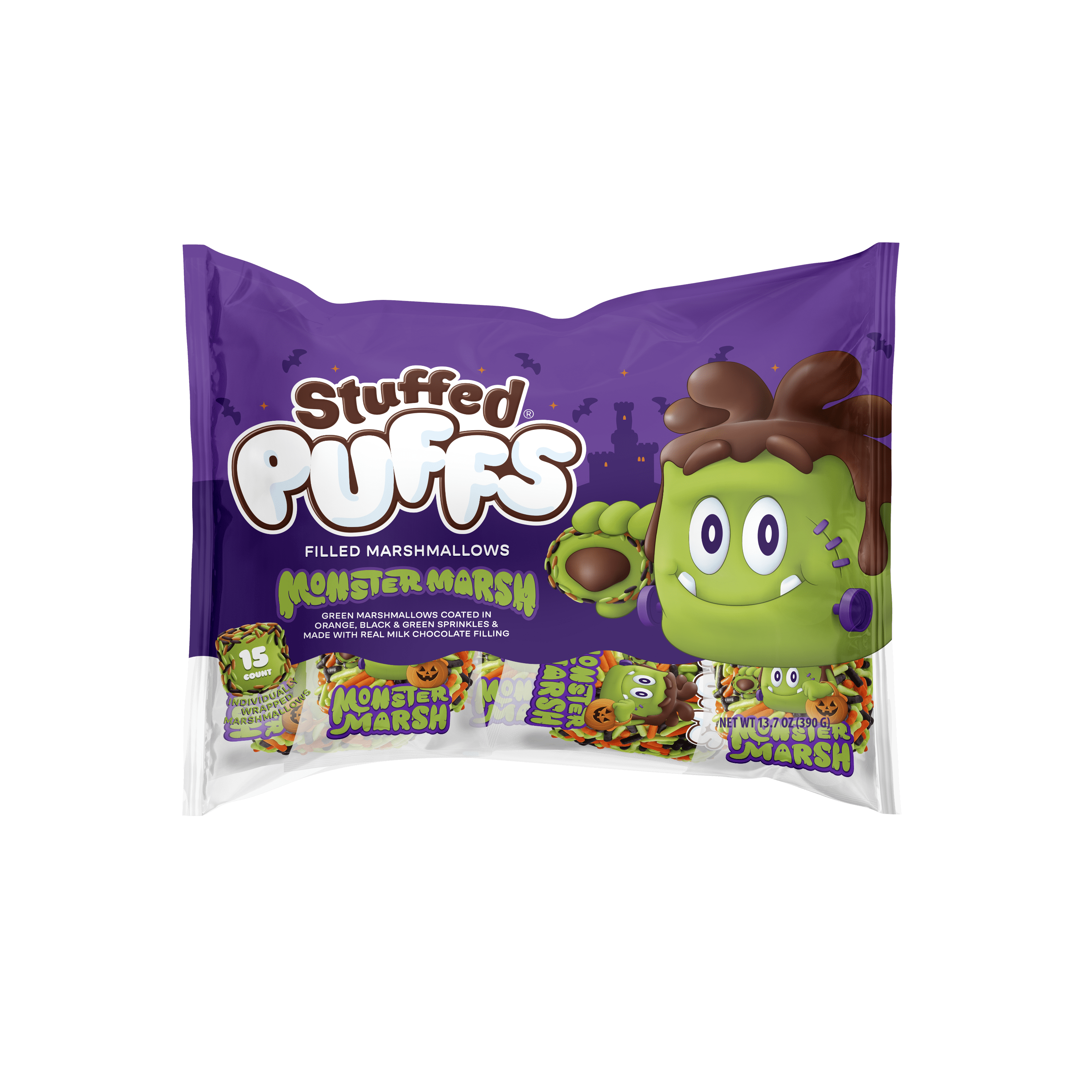 Stuffed Puffs Monster Marsh Chocolate Filled Marshmallow Halloween