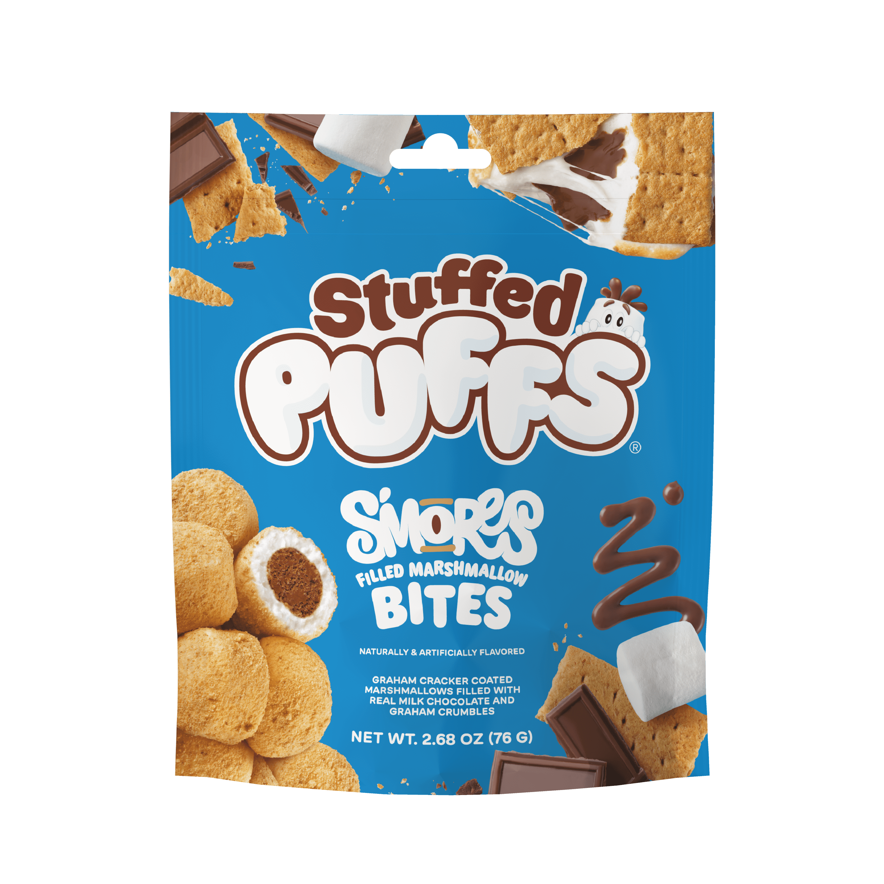 Stuffed Puffs Smores Bites - Chocolate filled marshmallow coated in graham crackers