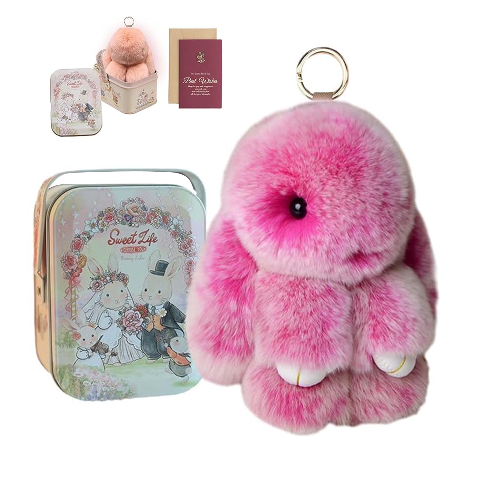Stuffed Rabbit Plush Doll Keychain Cute Bunny Keychain With Exquisite ...
