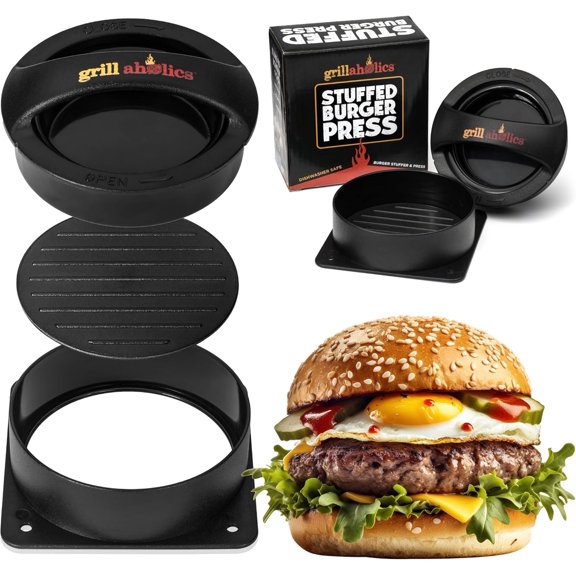 Stuffed and Recipe eBook - Extended Warranty - Burger Stuffer & Hamburger Patty Maker - The Perfect Grilling Gift & Stocking Stuffer
