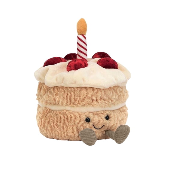 Stuffed toys Adorable Plush Birthday Cake Toy with Candle Soft and Cuddly Stuffed Cake for Kids and Adults Perfect Gift
