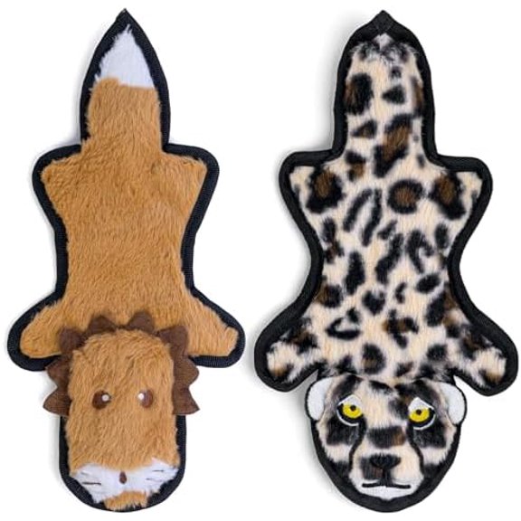 No Stuffing Dog Toys Crinkle Squeaky, Long Lasting Chews for Aggressive, Durable Plush Dog Puppy Chew Toys for Teething, with 6 Tough Layers for Small Medium Large Breed