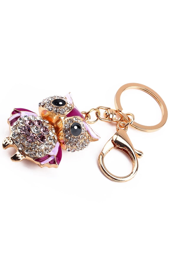 Stuffing Material Crystal Key Rhinestone Crystal Keyring Charm Purse Bag Key Chain Gift For Women Girls, Owl Shape Keyring, Animal Key Pendant, Crystal Key Pendant Bag Charm