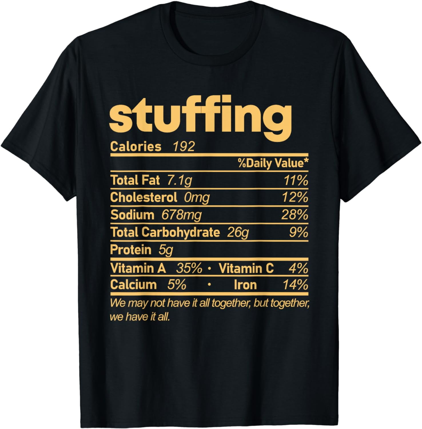 Stuffing Nutrition Facts Food Matching Family Thanksgiving TShirt