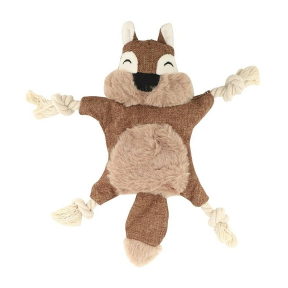 Stuffless Dog for , Crinkle Squeaky Dog Chew Squirrel Plush Dog Toy with Rope Knots for Small