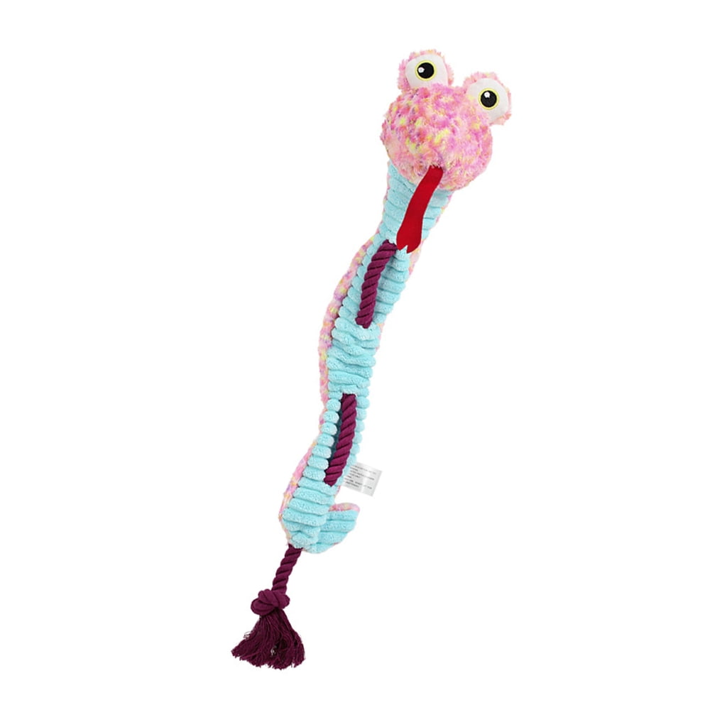 Stuffless Puppy Training Toy Squeaky Snake Designs Soft Rope Plush Chew Interactive Pull Toy For Mental