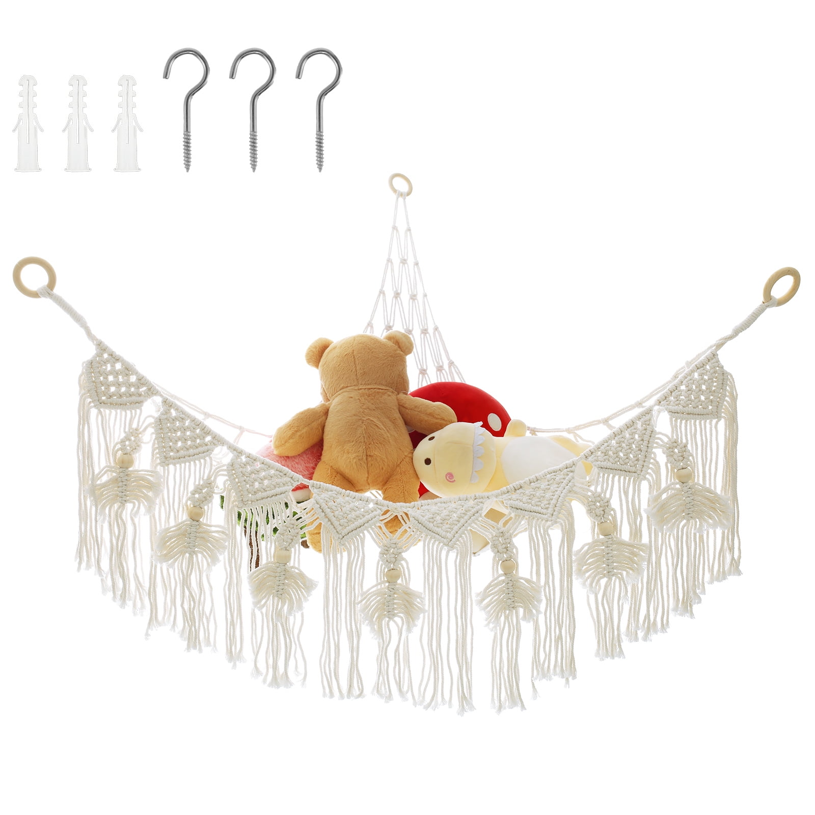 Hamac à Peluches / Filet De Rangement - Coton Et Chanvre, Extensible Jusqu'à 145cm, Pour Chambre D'enfant - 7