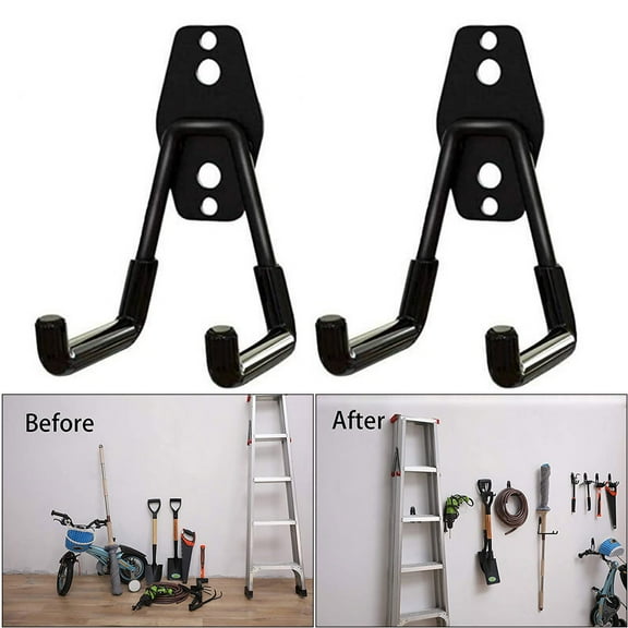 Stuffygreenus Garage Hooks,Heavy Duty Steel Garage Storage Hooks,Tool Hangers for Garage Wall Utility Wall Mount With Anti-slip Coating for Garden Tools,Ladders, Bulky Items
