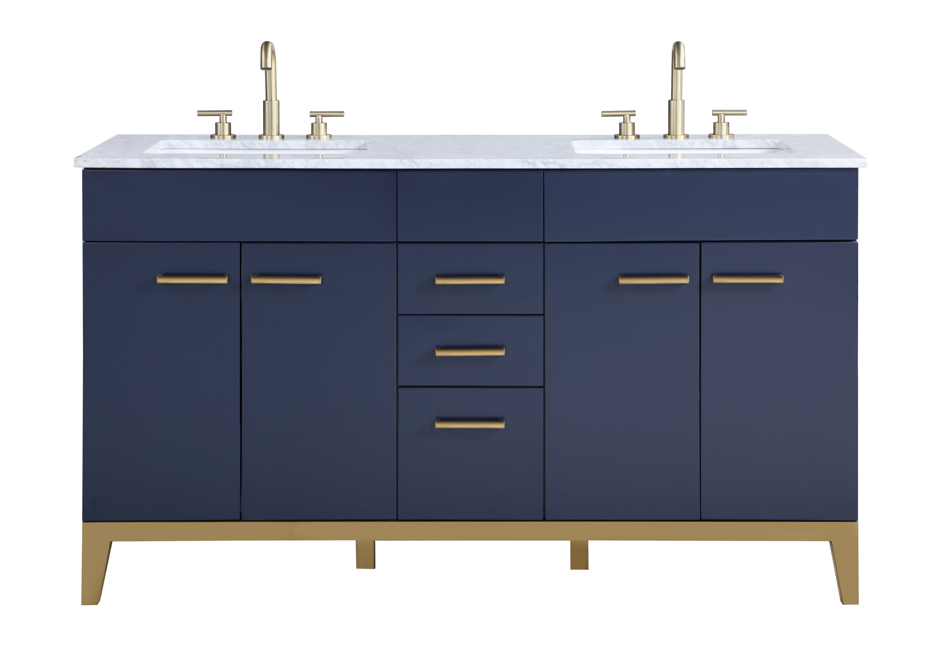Stufurhome Alisson Dark Blue 60 inch Double Sink Bathroom Vanity ...