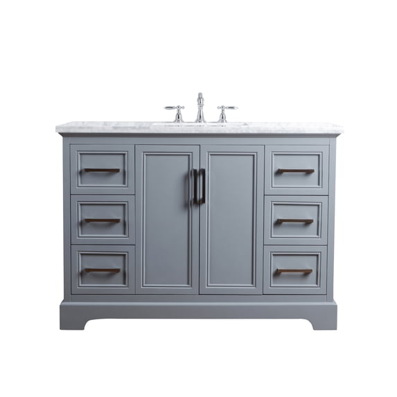 Stufurhome Ariane 48 Inches Slate Gray Single Vanity Cabinet Single Bathroom Sink