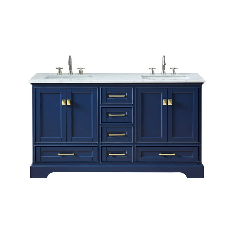 Stufurhome Brittany 60 Dark Blue Freestanding Bathroom Vanity