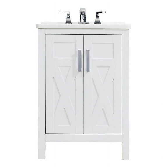 Stufurhome Hathaway 24 in. x 34 in. White Engineered Wood Laundry Sink