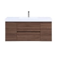 thumbnail image 1 of Stufurhome Helena Walnut 49 inch Wall Mounted Single Sink Bathroom Vanity, No Mirror, 1 of 9
