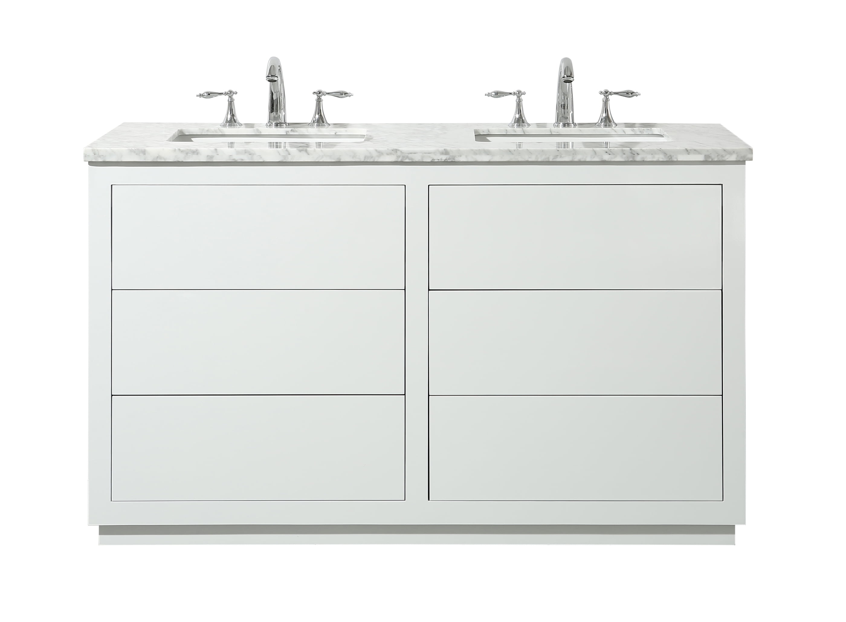 Stufurhome Lang 56 Inch White Double Sink Bathroom Vanity - Walmart.com