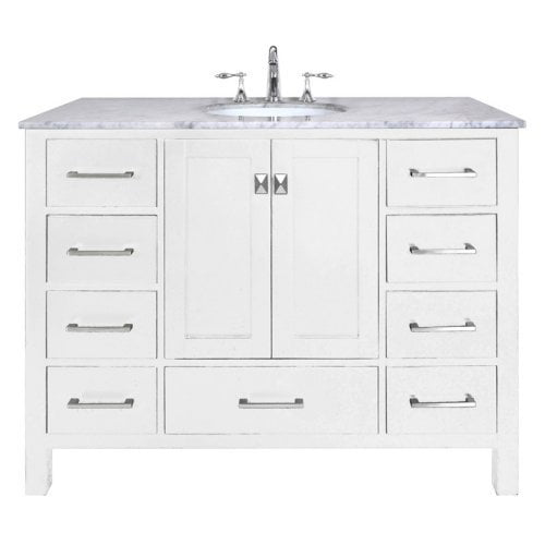 Stufurhome 48 in. Malibu Pure White Single Sink Bathroom Vanity