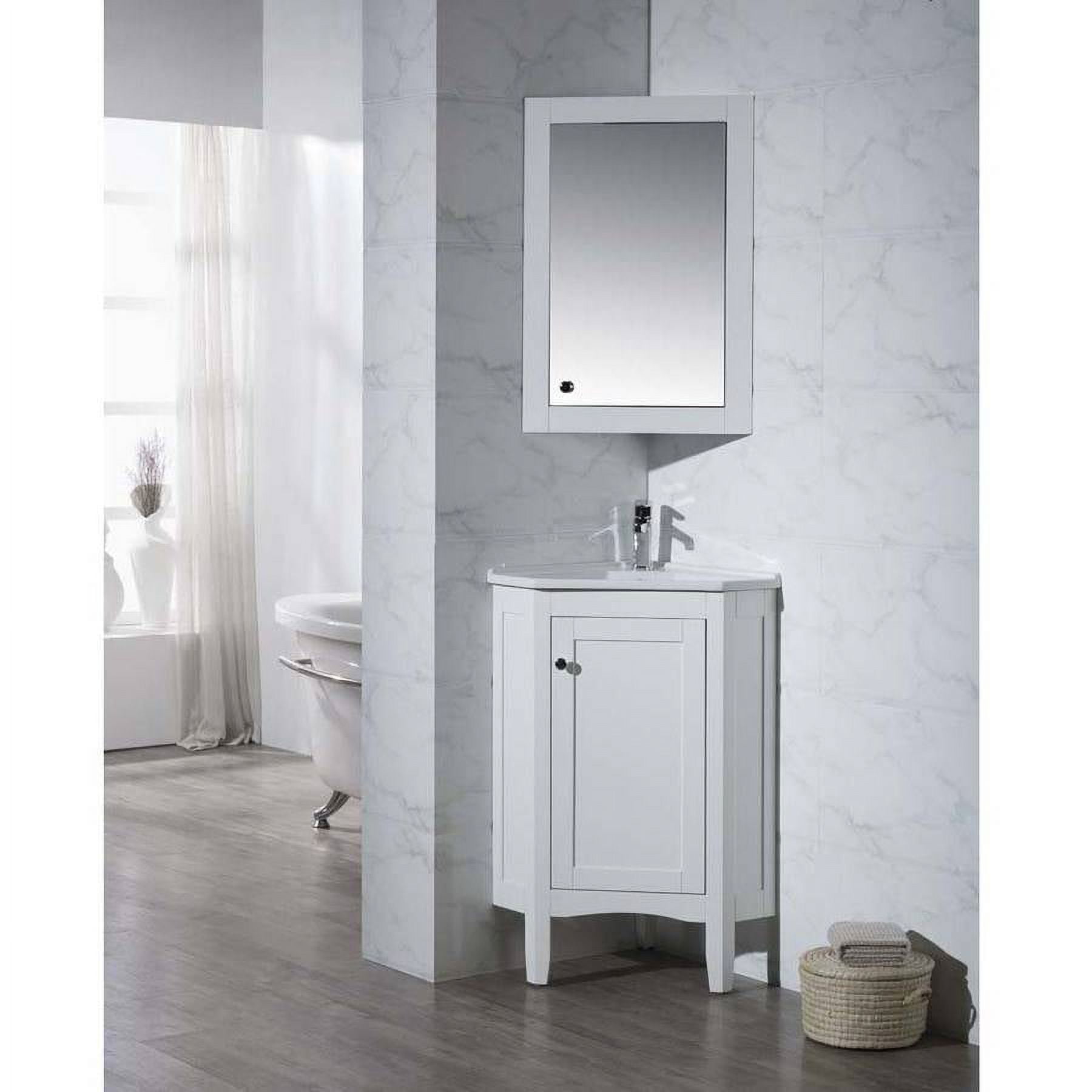 Stufurhome Monte White 25 Inch Corner Bathroom Vanity with Medicine ...