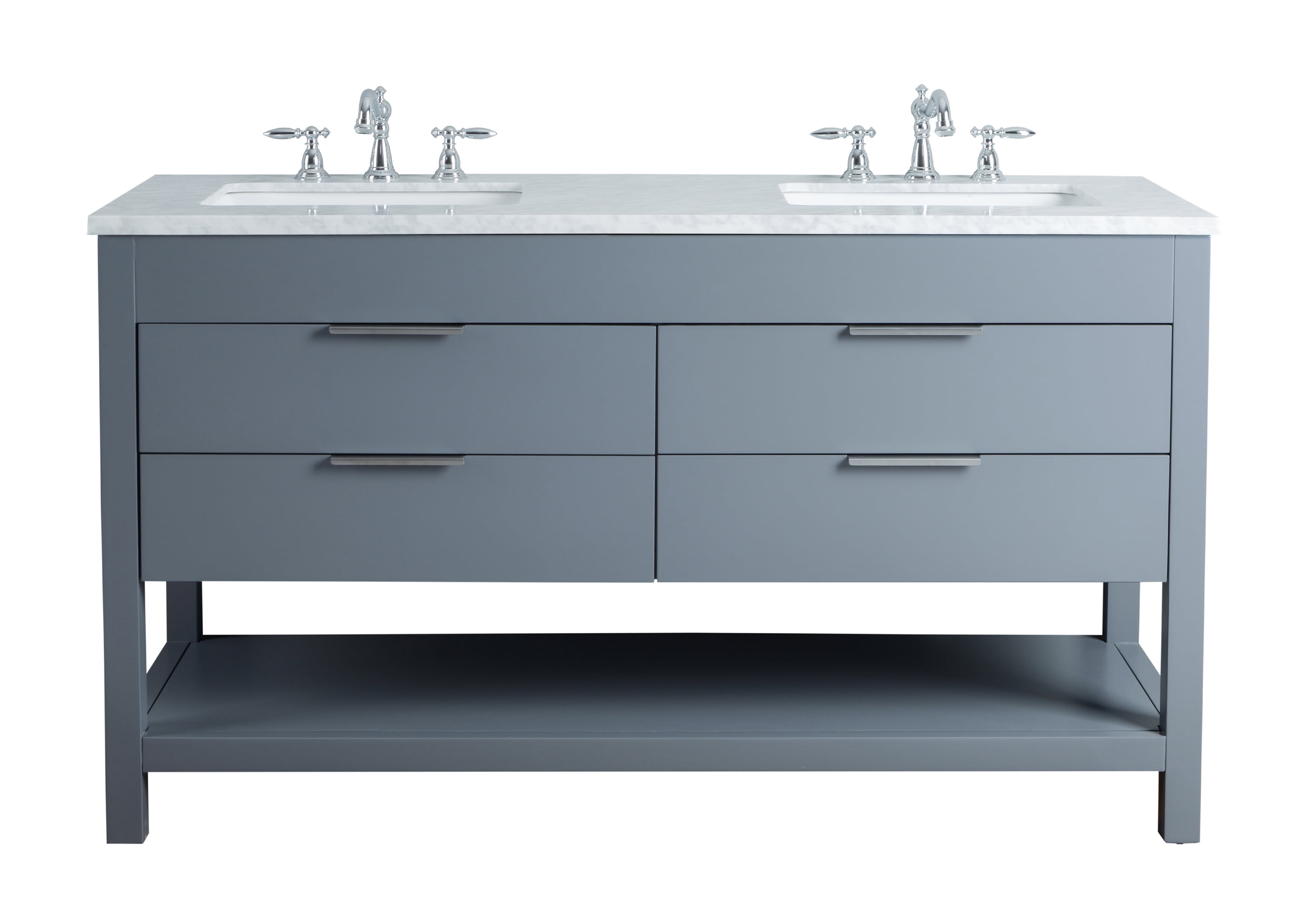 Stufurhome Rochester 60 Inches Grey Double Sink Bathroom Vanity ...