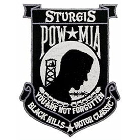 Stugis Iron on Patch - POW MIA You Are Not Forgotten Black Hills Motor Classic