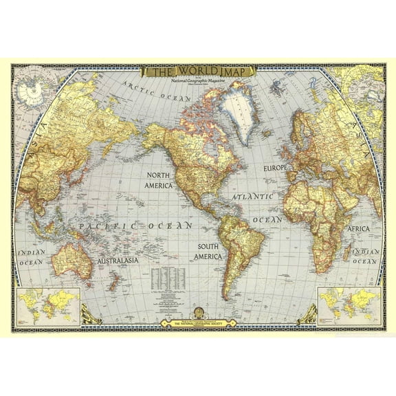 Stukk World Map Continents Oceans Travel Adventure Poster - A0 (841 x 1189mm)