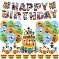 thumbnail image 1 of Stumble Guys Birthday Party Decorations Theme Birthday Party Supplies Include 1pc Happy Birthday Banner, 16pcs Balloons, 12pcs Cake Toppers and 1pc Cupcake Toppers, 1 of 4