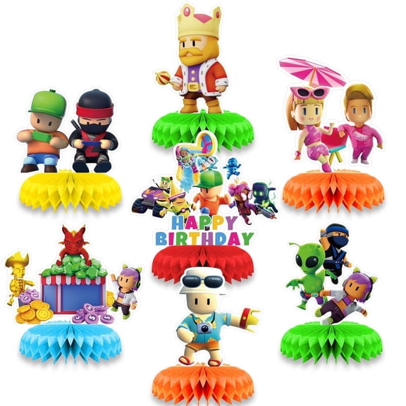Stumble Guys Honeycomb Centerpieces Table Toppers Decorations for Birthday Party Decor Supplies Photo Props